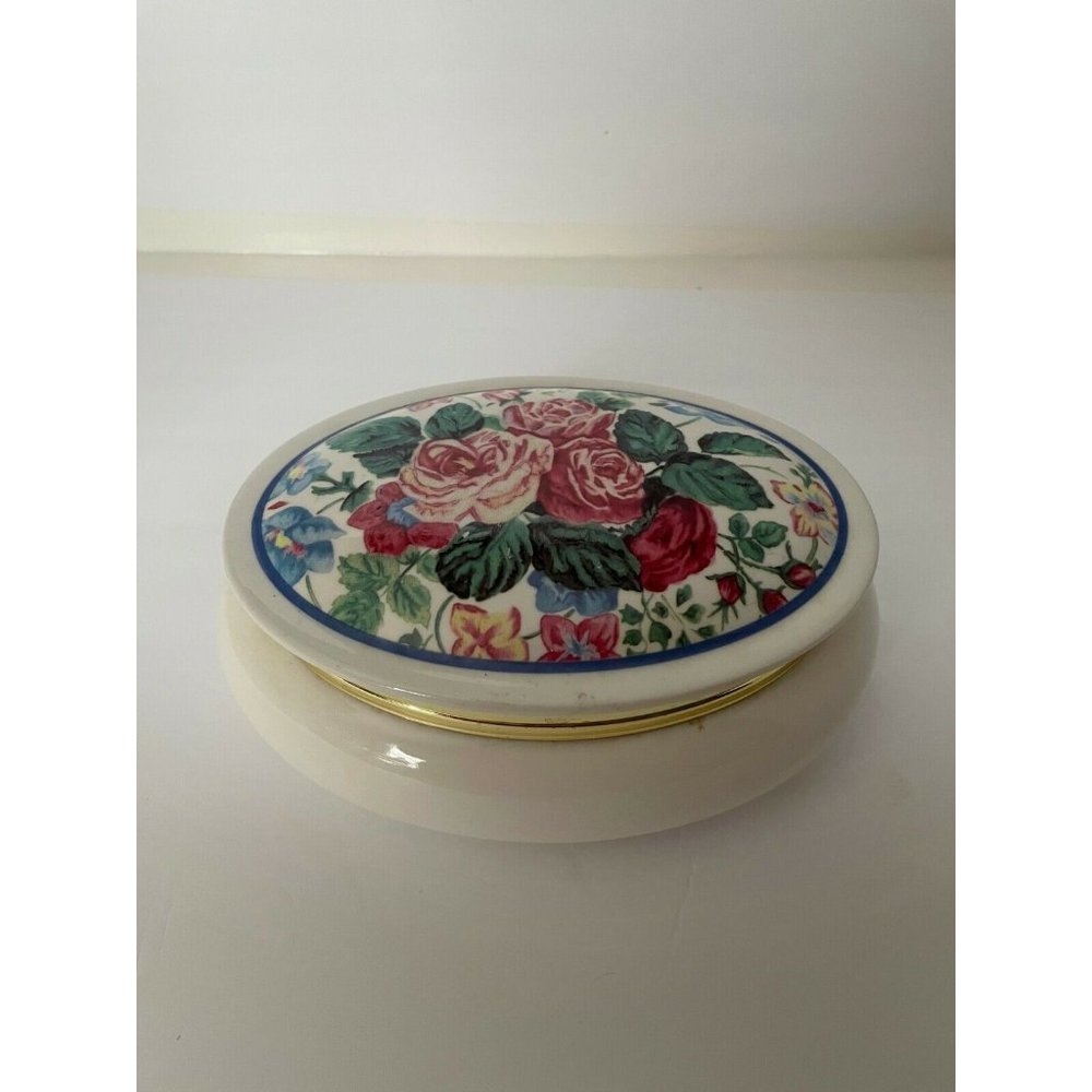 Music Box, Hand Painted, Porcelain, Floral Lid
